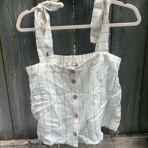 White striped  button down tank top